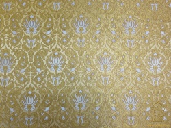 Парча ФЕНИКС, желтая с золотом и серебром, шир. 150 см, Рахманово