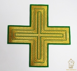 Крест на Престол/Жертвенник АНДРЕЕВСКИЙ,,, зеленый с золотом, 23 см