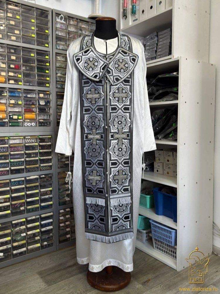 Епитрахиль + поручи, черная с серебром, шелк