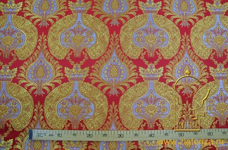 Парча КУПОЛА, красная с золотом, шир. 150 см, Рахманово