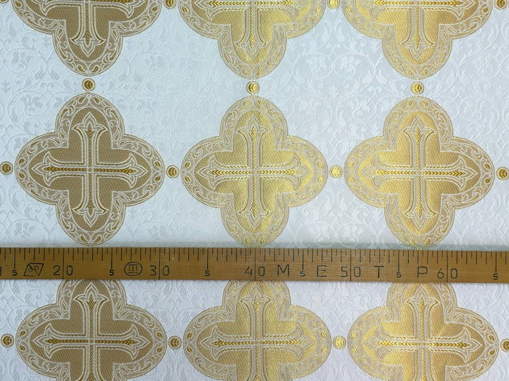 Шелк НИКЕЯ, белая с золотом, шир. 165 см