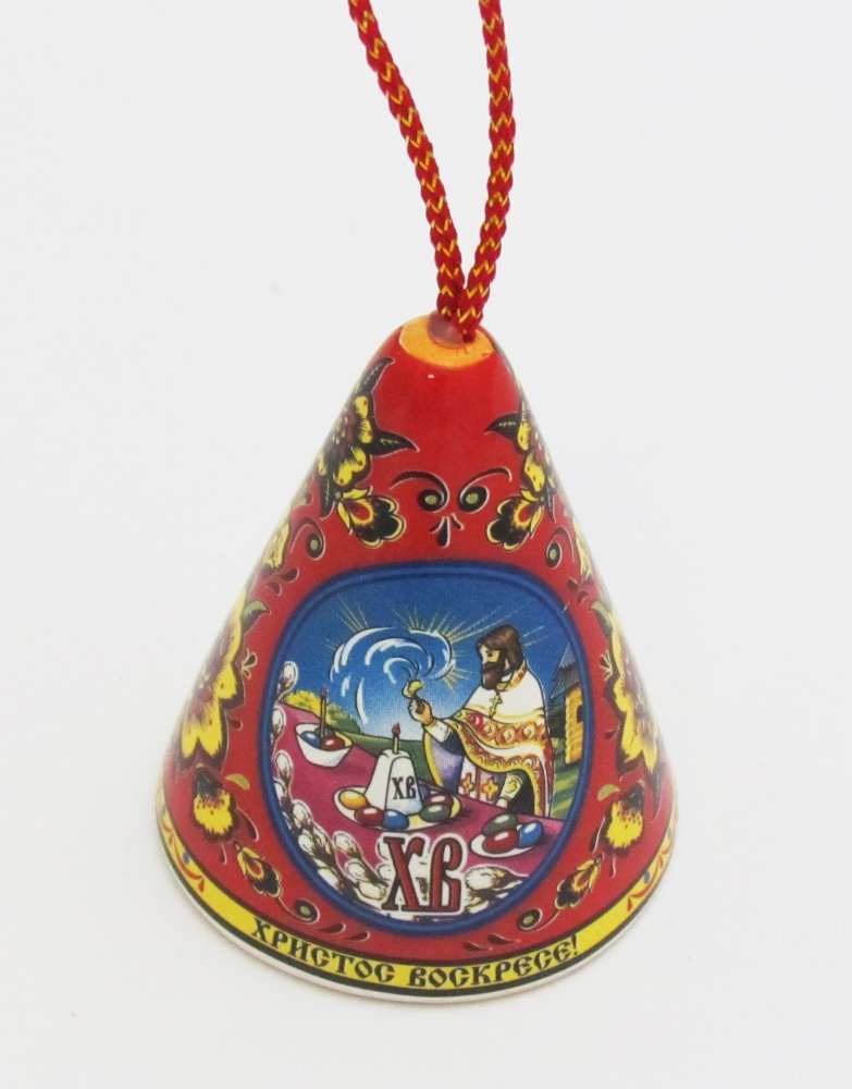 Колокольчик - подвеска Пасха Ангел керамика, цветная деколь