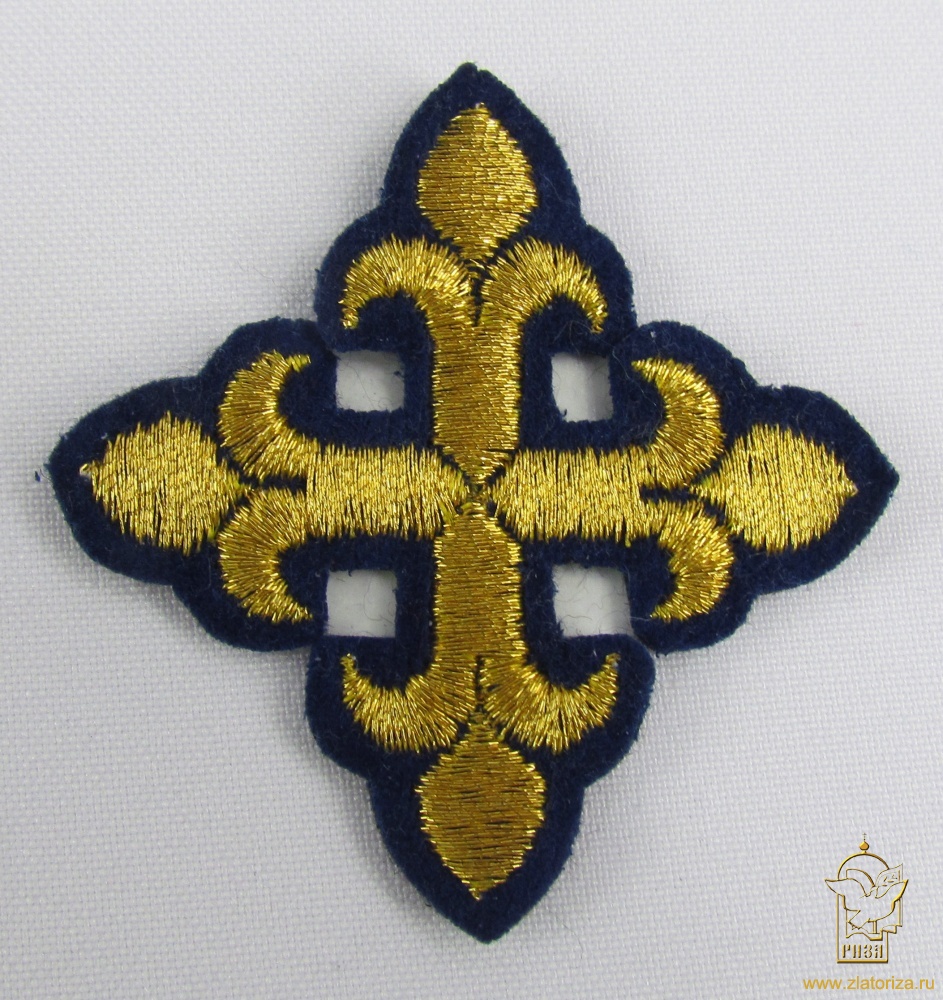 Крест 4 КАПЛЕВИДНЫЙ, синий с золотом,6-7 см