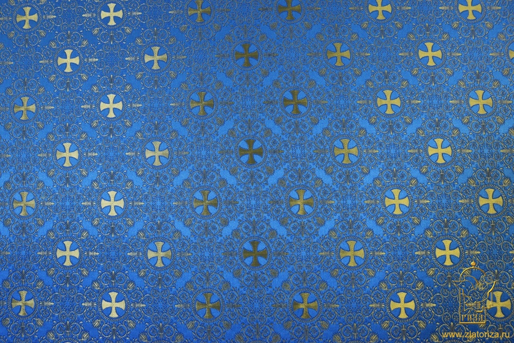 Шелк АЛАНЬЯ малая, голубой с золотом, шир. 165 см