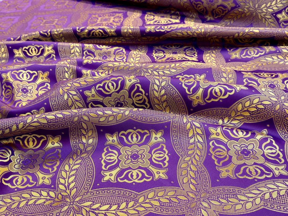 Шелк ХОЛКИДОН, фиолетовый с золотом 165 см