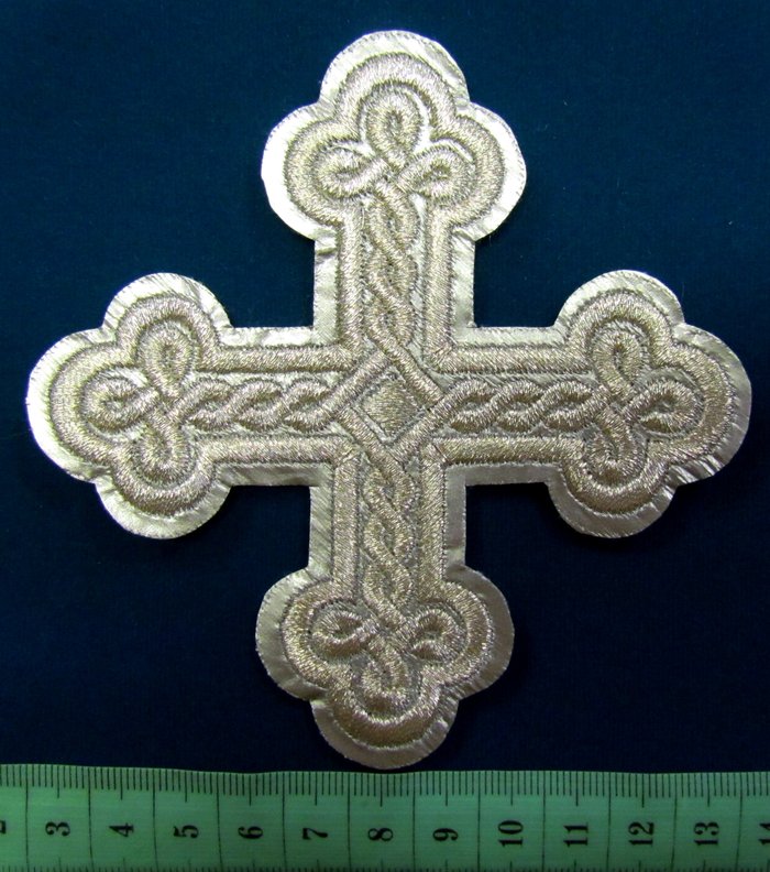 Крест 2 ОКРУГЛАЯ ПЛЕТЕНКА, лаке с серебром, 10-12 см