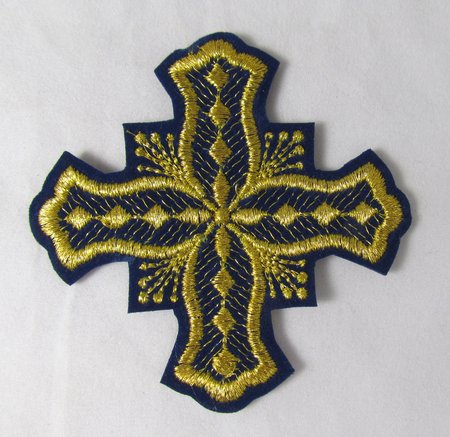 Крест 4 БОЧКА, синий с золотом,6-7 см