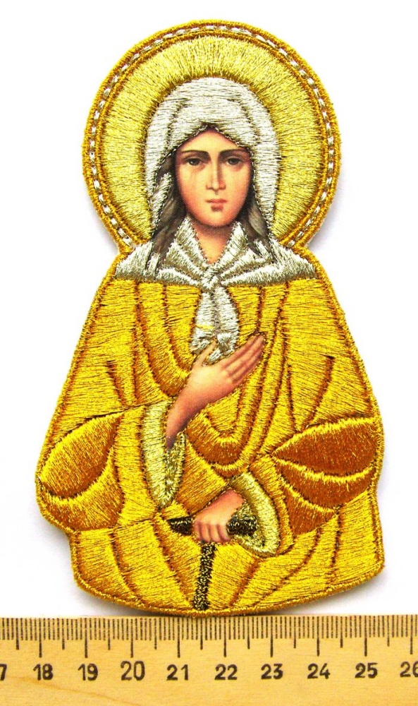 Икона св. блаженная а Ксения Петербургская,, высота. 13 см, вышитая