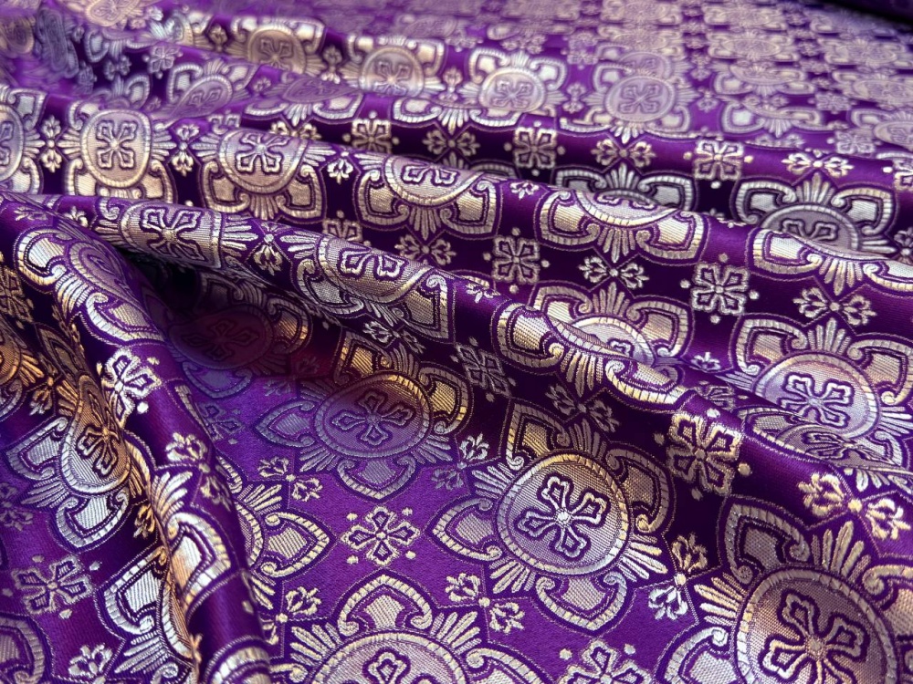 Шелк ПП ТВЕРСКОЙ, фиолетовый с серебром, шир. 150 см
