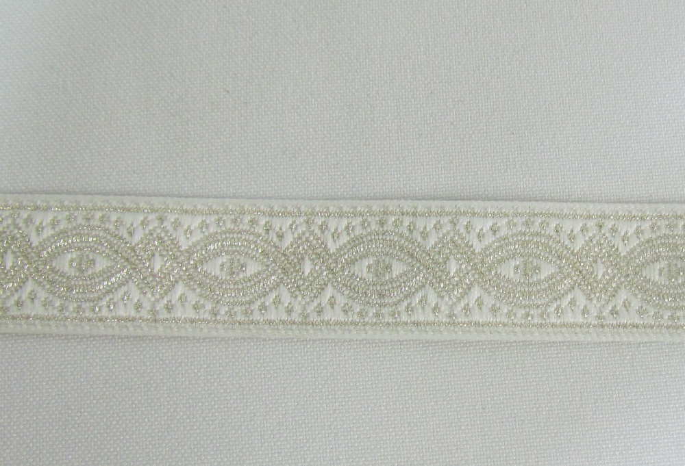 Галун КОСТРОМА, белый со светлым серебром, шир. 2,2 см, РА