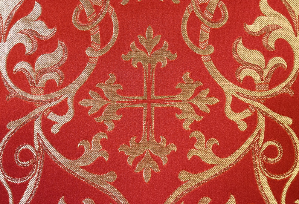 Парча СВЯТОГОРСКАЯ, красная с золотом, шир. 165 см