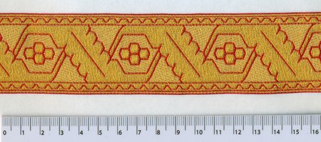 Галун ДУБОК, красный с золотом, шир. 4 см, ФР