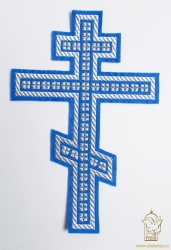 Крест ГОЛГОФА с кубиками, восьмиконечный, синий с серебром, высота 25 см Крест ГОЛГОФА с кубиками, восьмиконечный, синий с серебром, высота 25 см