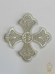 Крест 1 УЗОРНЫЙ белый со светлым и/или темным серебром,14,5 -16 см