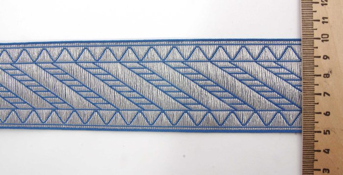 Галун Ногинск ДИАГОНАЛЬ голуб. сереб. шир. 5 см