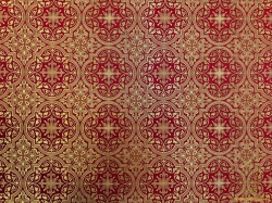 Шелк ШУЙСКАЯ, красный с золотом с бордо окантовкой, шир. 150 см, Рахманово