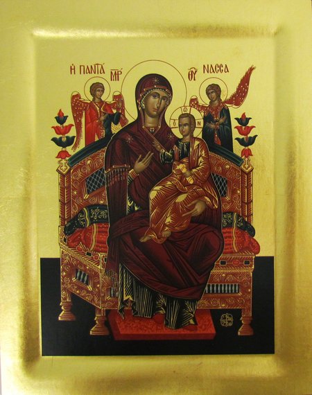 Икона Всецарица Божией Матери шелкография 29х23 см, ковчег, на деревянной доске