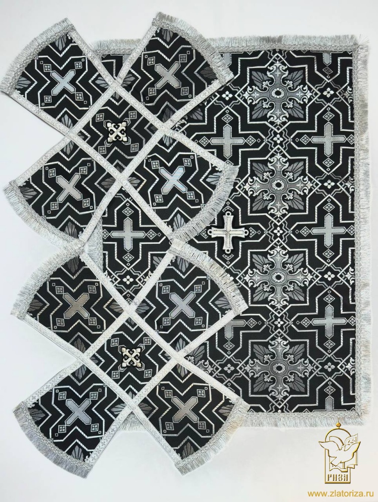 Покровцы шелк, черные с серебром