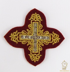 Крест 4 УЗОР бордо с золотом, 7 см