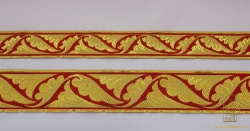 Галун Греция ЛИСТ 3,2 см, красный с золотом