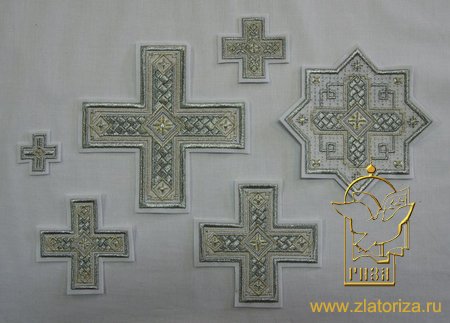 Набор крестов, иерейский, НИКОЛЬСКИЙ, белый с серебром, 14 шт