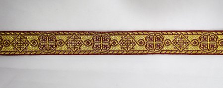 Галун ВИЗАНТИЯ, бордо с золотом, шир. 1,7 см, ФР