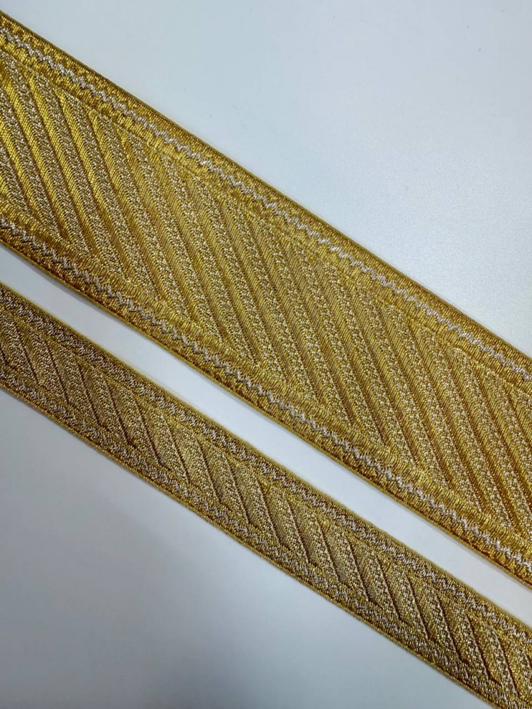 Галун Греция ДИАГОНАЛЬ, шир. 5,7 см, золото с серебром