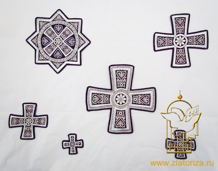 Набор крестов, иерейский, ГЕОРГИЕВСКИЙ фиолетовый с зсеребром, 14 шт, арт. 22058