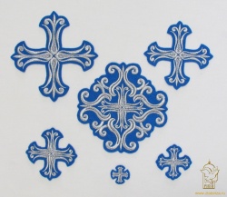 Набор крестов, иерейский, СОФИЯ, синий с серебром, 14 шт