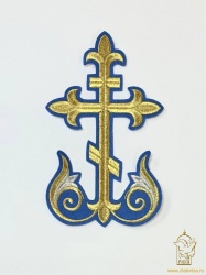 Крест Престол/Жертвенник РАСЦВЕТШИЙ КРЕСТ голубой с золотом, 21-26 см