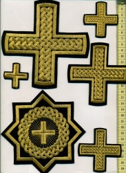 Набор крестов, иерейский, ПРЯМАЯ ПЛЕТЕНКА, черный с золотом, 14 шт Набор крестов, иерейский, ПРЯМАЯ ПЛЕТЕНКА, черный с золотом, 14 шт