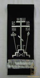 Закладка, вышитая, габардин, черная с серебром, шир. 15 см, Закладка, вышитая, габардин, черная с серебром, шир. 15 см,