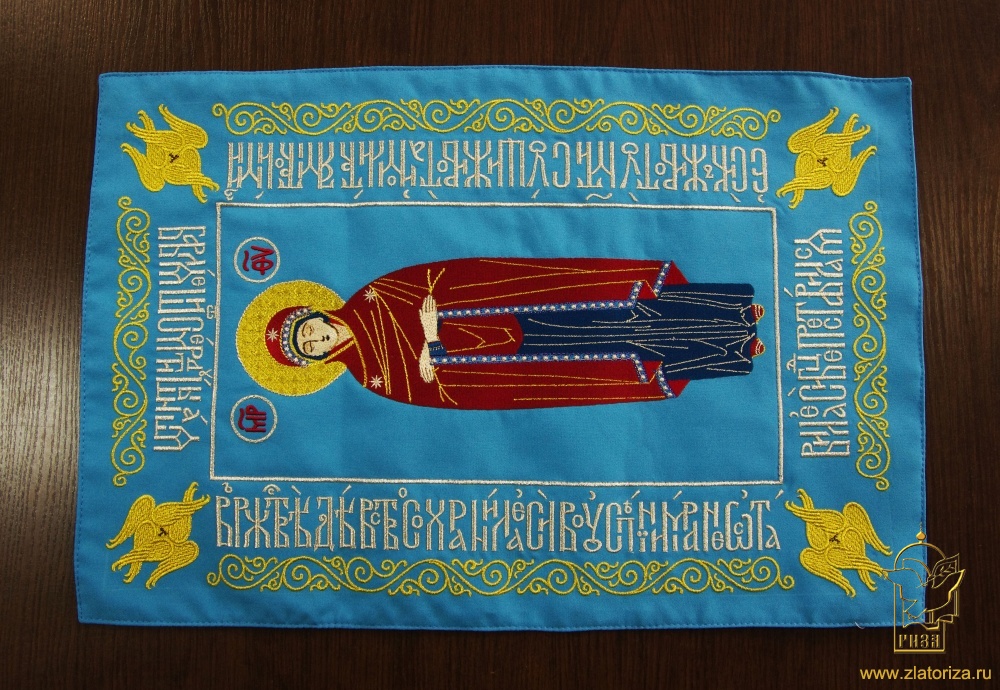 Плащаница Богородица, общ. 52 х 35 габардин вышитая