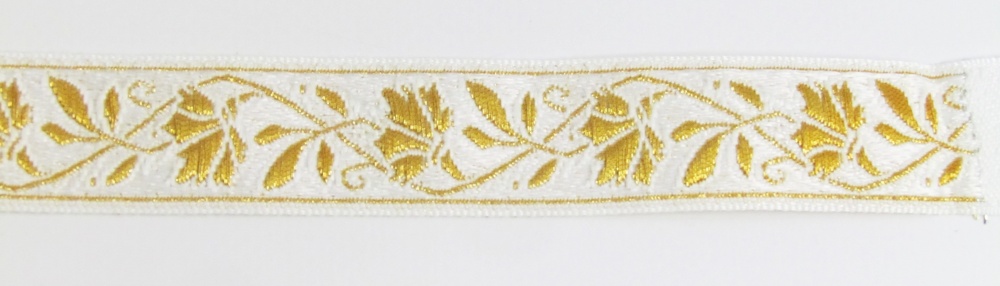 Галун ВАСИЛЕК, белый с золотом, шир. 2,2 см, РА