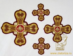 Набор крестов на Престол/Жертвенник КОРОНА/АНГЕЛЫ, бордовый с золотом, 4 шт