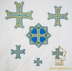 Набор крестов, иерейский, ЦАРЬГРАД голубой с золотом, 14 шт, арт. 22735