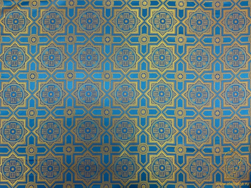 Парча НЕВСКИЙ, голубая с золотом, шир. 150 см