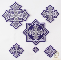 Набор крестов, иерейский, ГЕОРГИЙ, фиолетовый с серебром, 14 шт Набор крестов, иерейский, ГЕОРГИЙ, фиолетовый с серебром, 14 шт