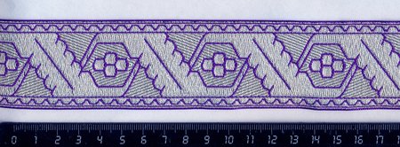 Галун ДУБОК, фиолетовый с серебром, шир. 4 см, ФР