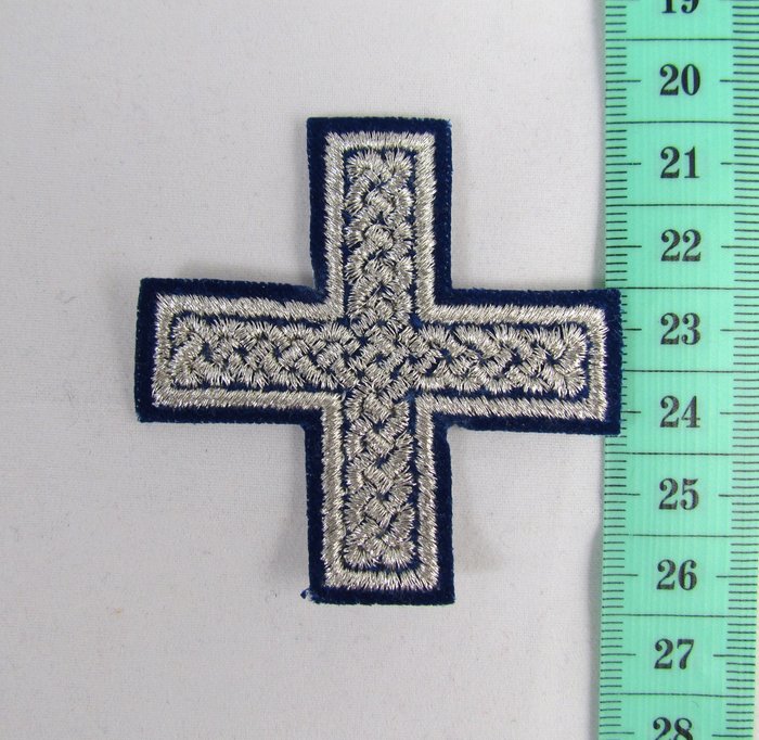 Крест 4 ПРЯМАЯ ПЛЕТЕНКА, синий с серебром,6-7 см