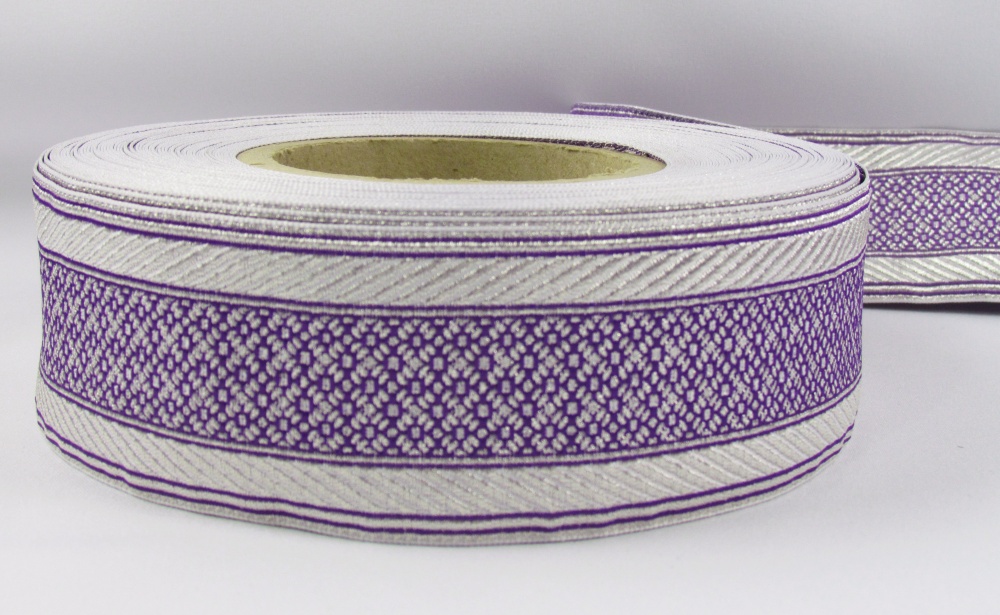 Галун РОМАШКА, фиолетовый с серебром, шир. 5 см, РА
