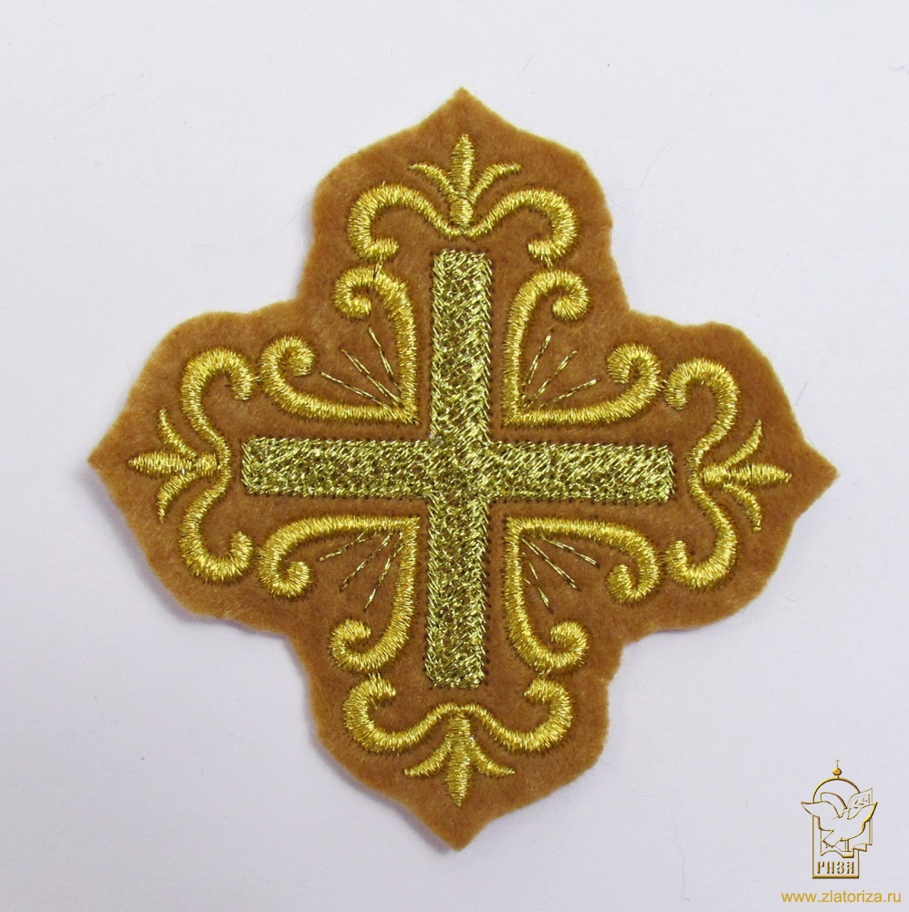 Крест 3 ПОКРОВСКИЙ горчица с золотом,8-9 см