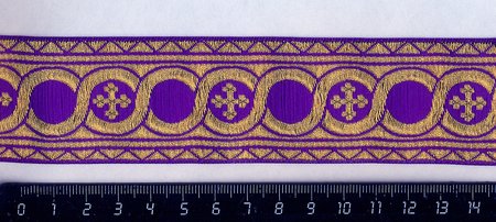 Галун ГОРОХ, фиолетовый с золотом, шир. 4 см, ФР