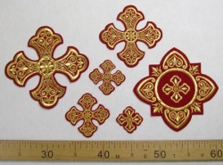 Набор крестов, иерейский, УЗОРНЫЙ, красный с золотом, 14 шт