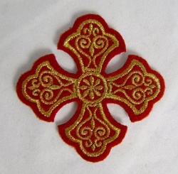 Крест 4 УЗОРНЫЙ красный с золотом,6-7 см
