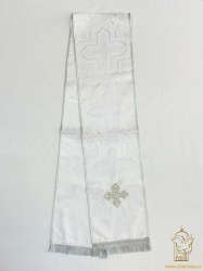 Закладка для служебных книг, шелк, белая с серебром, шир. 18 см