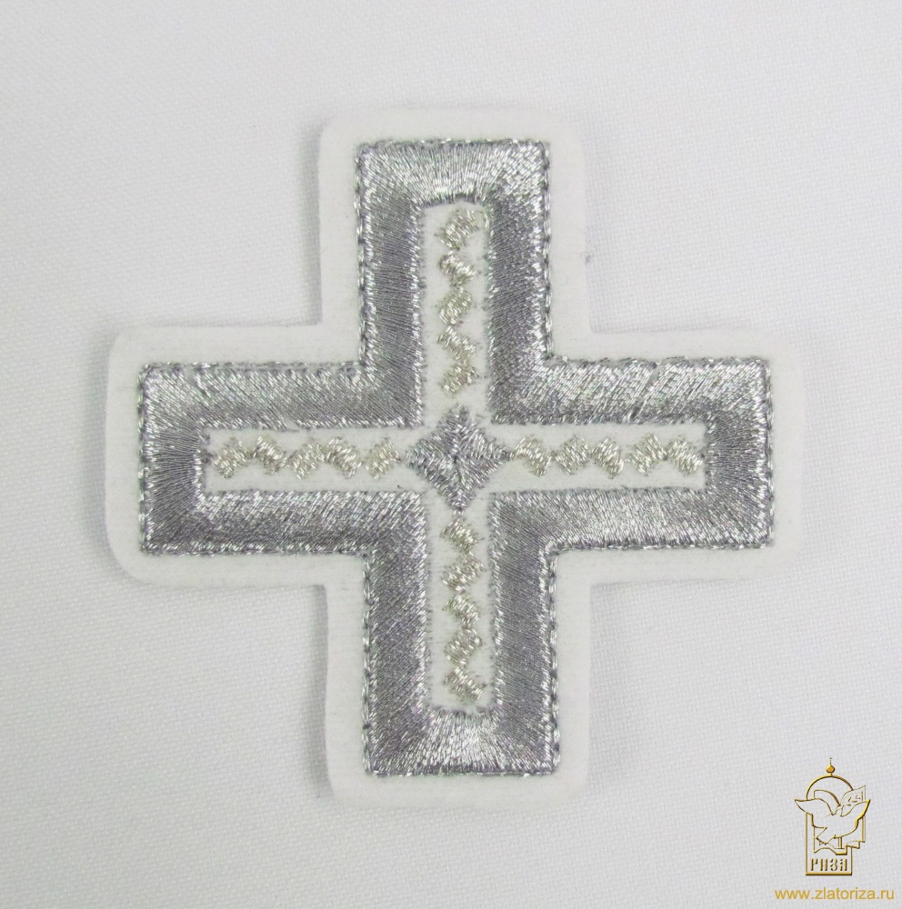 Крест 3 НОВГОРОДСКИЙ КРЕСТ, белый с серебром,8-9 см