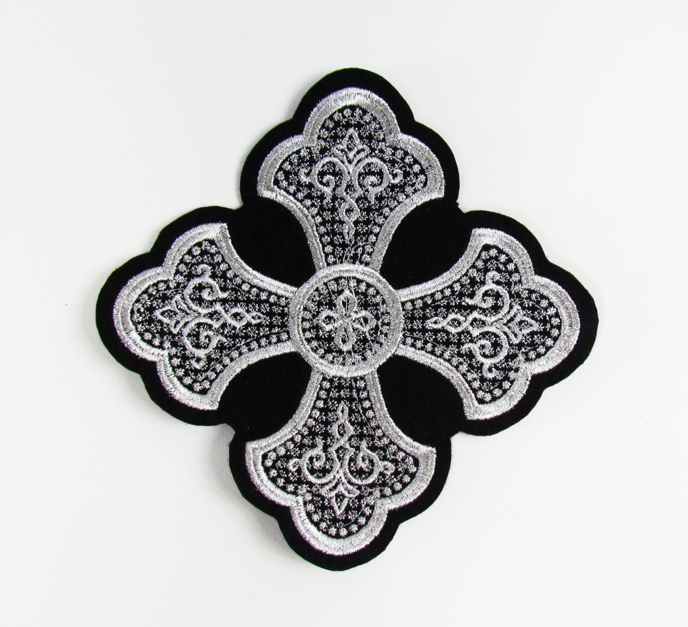 Набор крестов, дьяконский, КРУЖЕВНИЦА, черный с серебром, 10 шт