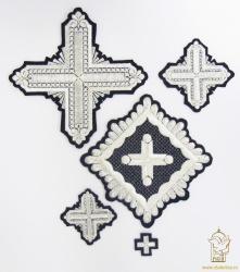 Набор крестов, КВАДРАТ(ПРЯМОЙ КРЕСТ) архиерейский, черный с серебром, 21 шт Набор крестов, КВАДРАТ(ПРЯМОЙ КРЕСТ) архиерейский, черный с серебром, 21 шт