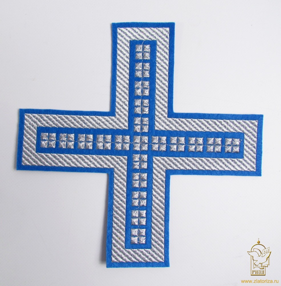 Крест П/Ж ПРЯМОЙ с кубиками, синий с серебром